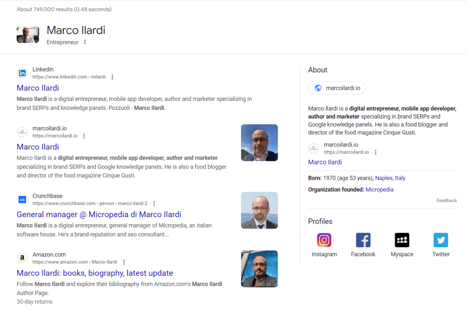 marco ilardi entrepreneur google knowledge panel